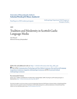 Tradition and Modernity in Scottish Gaelic Language Media Ann Stewart Memorial University of Newfoundland