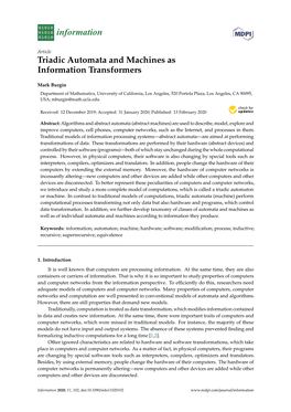 Triadic Automata and Machines As Information Transformers