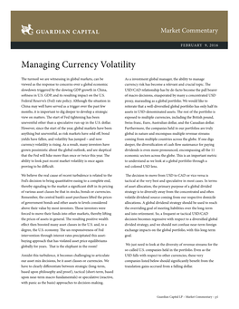 Managing Currency Volatility