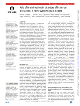 Role of Brain Imaging in Disorders of Brain–Gut Interaction: a Rome Working Team Report Gut: First Published As 10.1136/Gutjnl-2019-318308 on 7 June 2019