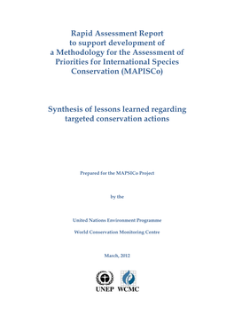Rapid Assessment Report to Support Development of a Methodology for the Assessment of Priorities for International Species Conservation (Mapisco)