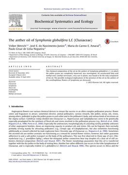 The Anther Oil of Symphonia Globulifera L.F. (Clusiaceae)