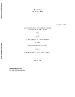 The World Bank Public Disclosure Authorized