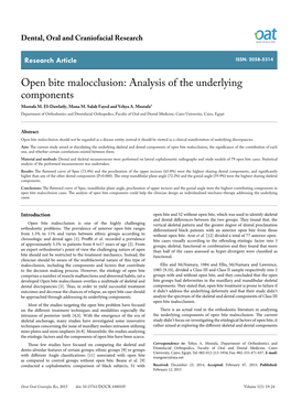 Open Bite Malocclusion: Analysis of the Underlying Components Mostafa M