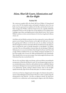 Islam, Shari'ah Courts, Islamisation and the Far-Right