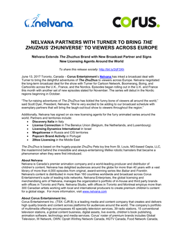 Nelvana Partners with Turner to Bring the Zhuzhus ‘Zhuniverse’ to Viewers Across Europe