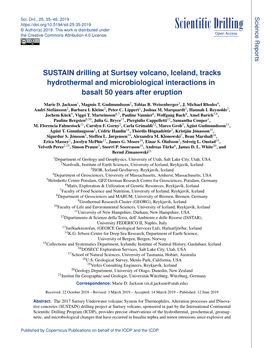 SUSTAIN Drilling at Surtsey Volcano, Iceland, Tracks Hydrothermal and Microbiological Interactions in Basalt 50 Years After Eruption