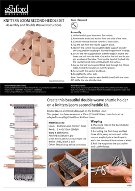 KNITTERS LOOM SECOND HEDDLE KIT Tools Required Assembly and Double Weave Instructions