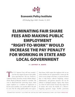 Eliminating Fair Share Fees and Making Public Employment “Right-To-Work” Would Increase the Pay Penalty for Working in State and Local Government