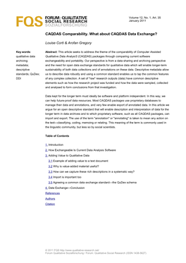 4 Import Is Important Too 3.5 Agreeing a Common Data Exchange Standard—The Qudex Schema 4