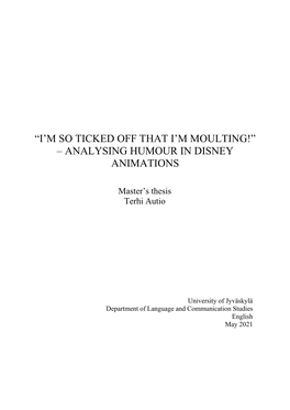 Analysing Humour in Disney Animations