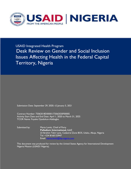 Desk Review on Gender and Social Inclusion Issues Affecting Health in the Federal Capital Territory, Nigeria