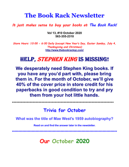 Help, Stephen King Is Missing! We Desperately Need Stephen King Books