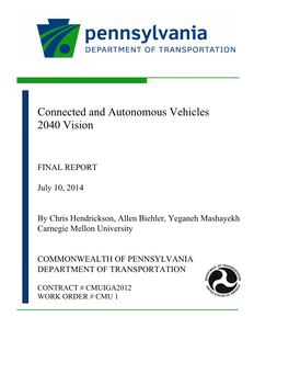 Connected and Autonomous Vehicles 2040 Vision