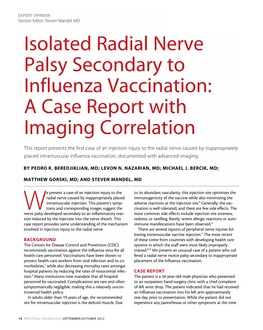 Isolated Radial Nerve Palsy Secondary to Influenza Vaccination: a Case Report with Imaging Correlation