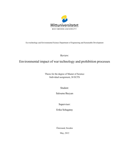 Environmental Impact of War Technology and Prohibition Processes