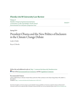 President Obama and the New Politics of Inclusion in the Climate Change Debate Leslie G