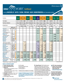 SCHEDULES EFFECTIVE 1/2/18 Service on Amtrak Cascades®