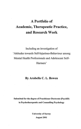 A Portfolio of Academic, Therapeutic Practice, and Research Work