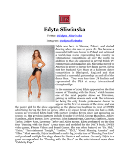 Edyta Sliwinska Twitter: @Edyta Sliwinska Instagram: @Edytasliwinska