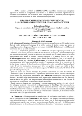 JAURÈS Et CLEMENCEAU, Deux Libres Penseurs Aux Conceptions Opposées En Matière De Changement Social Même Si La Défense Des Valeurs Républicaines Les Rassemble