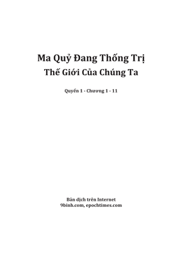 Ma Quỷ Đang Thống Trị Thế Giới Của Chúng Ta