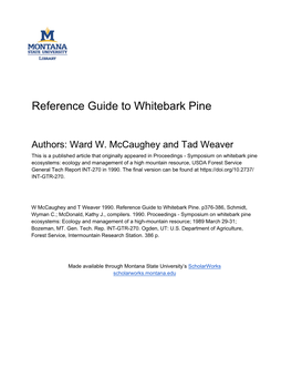 Proceedings-Symposium on Whitebark Pine Ecosystems