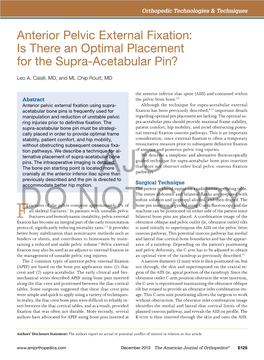 Is There an Optimal Placement for the Supra-Acetabular Pin?