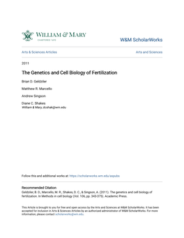 The Genetics and Cell Biology of Fertilization