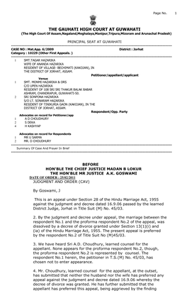 THE GAUHATI HIGH COURT at GUWAHATI (The High Court of Assam,Nagaland,Meghalaya,Manipur,Tripura,Mizoram and Arunachal Pradesh)