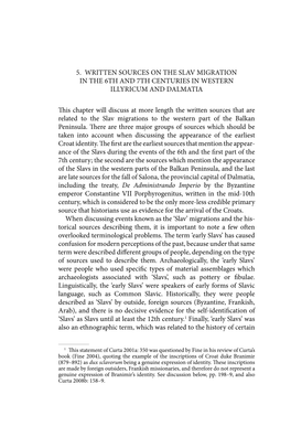 5. Written Sources on the Slav Migration in the 6Th and 7Th Centuries in Western Illyricum and Dalmatia