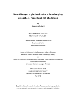 Mount Meager, a Glaciated Volcano in a Changing Cryosphere: Hazard and Risk Challenges