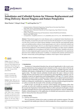 Substitutes and Colloidal System for Vitreous Replacement and Drug Delivery: Recent Progress and Future Prospective