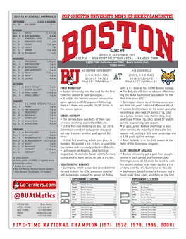 2017-18 Boston University Men's Ice Hockey Game