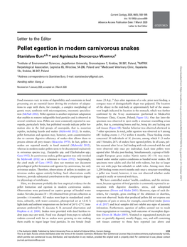 Pellet Egestion in Modern Carnivorous Snakes