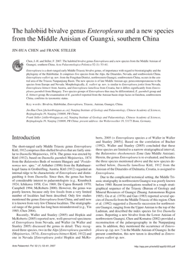 The Halobiid Bivalve Genus Enteropleura and a New Species from the Middle Anisian of Guangxi, Southern China