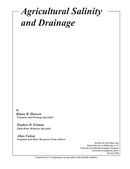 Agricultural Salinity and Drainage