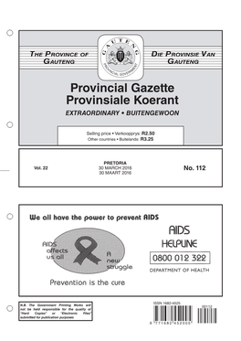 Provincial Gazette Provinsiale Koerant The