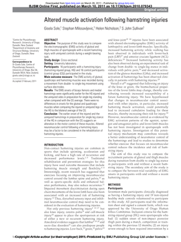 Altered Muscle Activation Following Hamstring Injuries