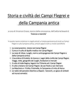 Storia E Civiltà Dei Campi Flegrei E Della Campania Antica