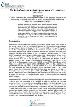 The Nubian Sandstone Aquifer System – a Case of Cooperation in the Making