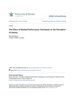 The Effect of Masked Performance Techniques on the Perception of Identity