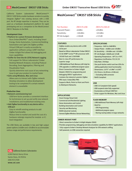 Meshconnect™ EM357 USB Sticks Ember EM357 Transceiver Based USB Sticks