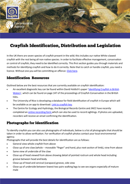 Crayfish Identification, Distribution and Legislation