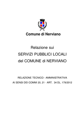 Relazione Sui SERVIZI PUBBLICI LOCALI Del COMUNE Di NERVIANO