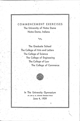 1939-06-04 University of Notre Dame Commencement Program