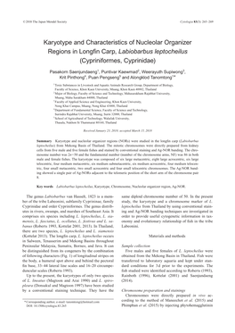 Karyotype and Characteristics of Nucleolar Organizer Regions in Longﬁn Carp, Labiobarbus Leptocheilus (Cypriniformes, Cyprinidae)