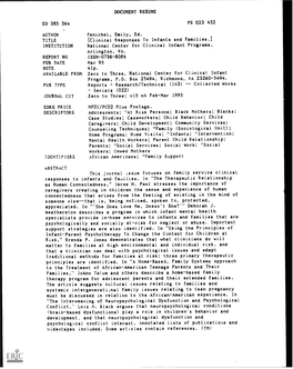 Clinical Responses to Infants and Families.] INSTITUTION National Center for Clinical Infant Programs, Arlington, VA