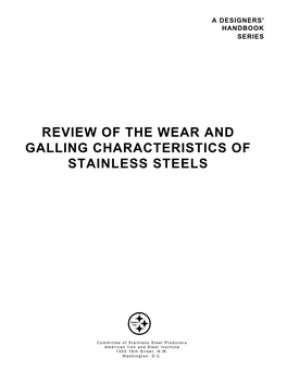 Review of the Wear and Galling Characteristics of Stainless Steels