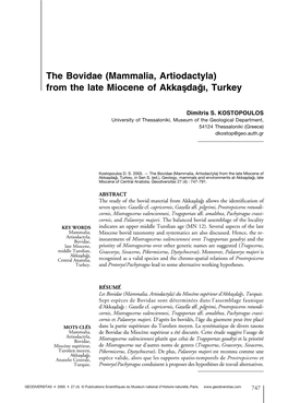 (Mammalia, Artiodactyla) from the Late Miocene of Akkas¸Dag˘I, Turkey